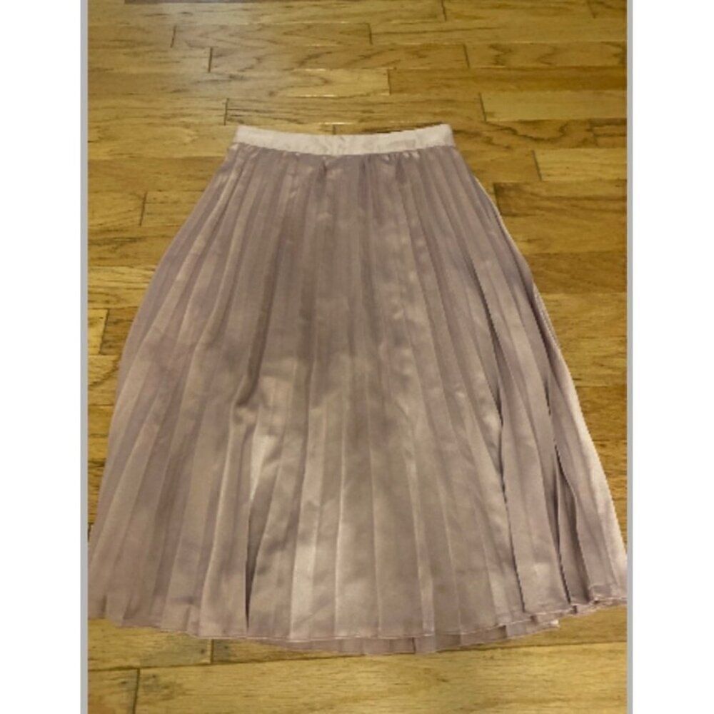 Sweet Salt Women's pink metallic chiffon Pleated elastic waist Midi Skirt Size 6
